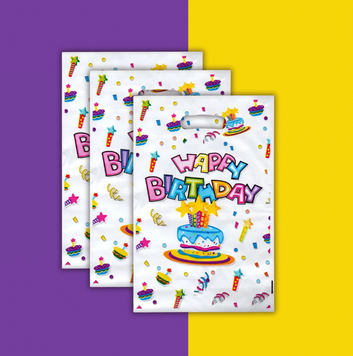 Пакети подарункові для солодощів білі Happy Birthday , 10 шт pv_6389 фото