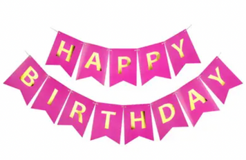 Гірлянда картонна "Happy Birthday" фуксія pv_4710 фото