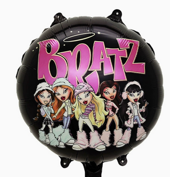 Фольгована кругла куля з малюнком "Bratz / Братц" (чорний фон), 45см pv_12902 фото