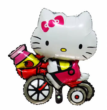 Фольгована кулька фігура Hello Kitty на велосипеді 58 на 69см pv_6207 фото