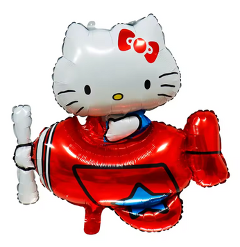 Фольгована кулька фігура Hello Kitty на літаку 73 на 63см pv_6208 фото