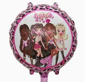 Фольгована кругла куля з малюнком "Bratz / Братц" з принтом лео, 45см pv_12903 фото