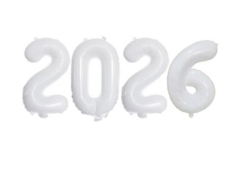 Набір фольгованих цифр "2026" білі, 80см pv_9235 фото