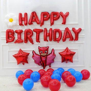 Фотозона з кульок Герої в масках Happy Birthday червона pv_6110 фото