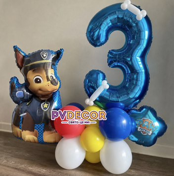 Фігура на стійці з цифрою з кульок Щенячий патруль Гонщик pv_6108_1 фото