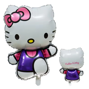 Фольгована кулька фігура Hello Kitty у фіолетовому костюмі pv_6215 фото