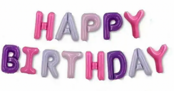 Фольгированные надувные шары HAPPY BIRTHDAY, цвет фиолетово розовый pv_1500 фото