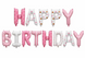 Фольгований напис "Happy Birthday" біло-рожевий з принтом pv_13880 фото 3
