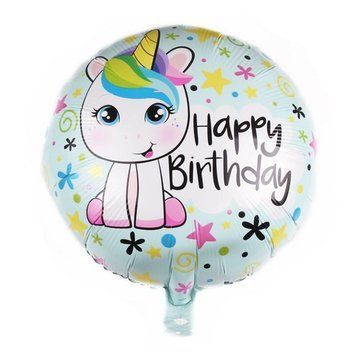 Повітряна фольгована куля "Happy Birthday" єдиноріг м'ятний (Китай) pv_551 фото
