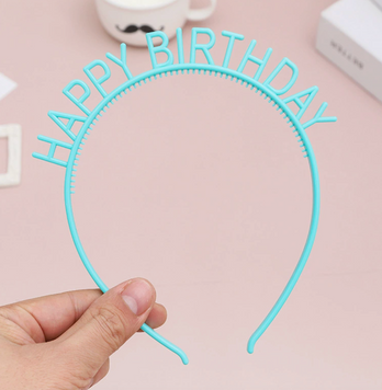 Обруч на голову "Happy Birthday" пластмасовий, бірюза pv_12928 фото