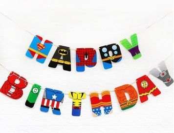 Бумажная гирлянда Happy Birthday Супергерой 2,5 метра pv_2011 фото