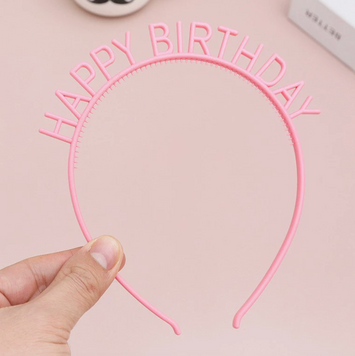 Обруч на голову "Happy Birthday" пластмасовий, рожевий pv_12929 фото