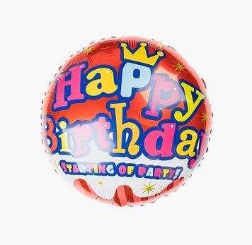 Фольгированный шар Happy Birthday красный с короной (Китай) pv_467 фото