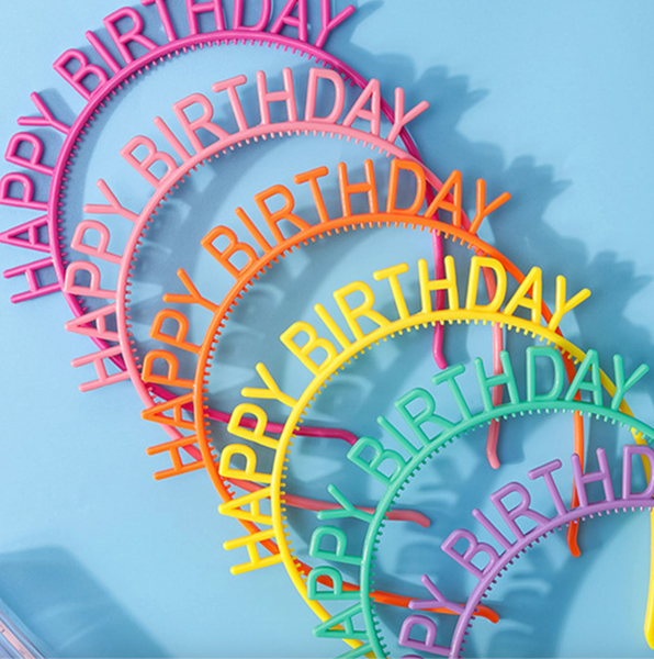 Обруч на голову "Happy Birthday" пластмасовий, рожевий pv_12929 фото