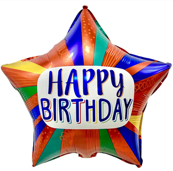 Фольгована кулька зірка Happy Birthday кольорова 45см pv_5735 фото