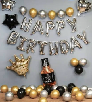 Набір куль Happy Birthday з віскі та короною pv_4498 фото