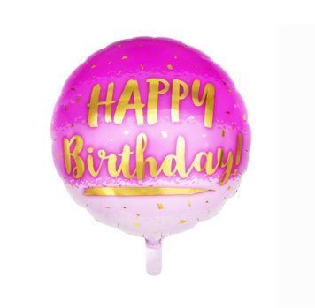 Куля фольгована Happy Birthday на рожевому тлі (Китай) pv_469 фото