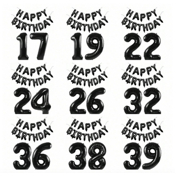 Набір куль "Happy Birthday" з цифрами чорний pv_10162 фото
