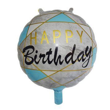 Шар фольгированный Happy Birthday голубой мрамор (Китай) pv_472 фото