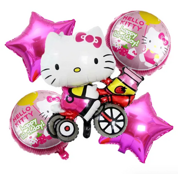 Набір фольгованих кульок Hello Kitti, колір фуксія, 5в1 pv_6436 фото