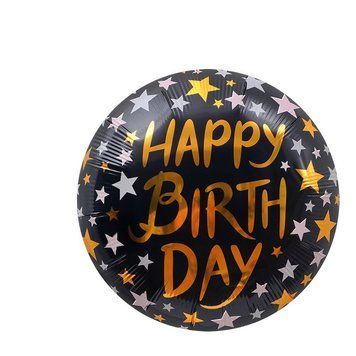 Повітряна фольгована куля "Happy Birthday" зірки на чорному (Китай) pv_527 фото