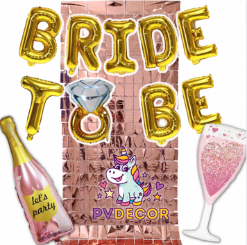 Набір куль на дівич-вечір зі шторкою GOLD BRIDE TO BE pv_3425 фото