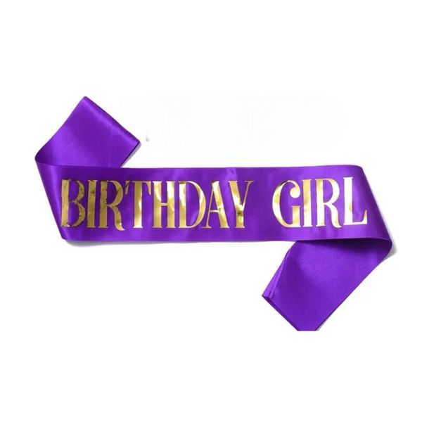 Стрічка через плече на день народження "Birthday girl", колір фіолетовий pv_5956 фото