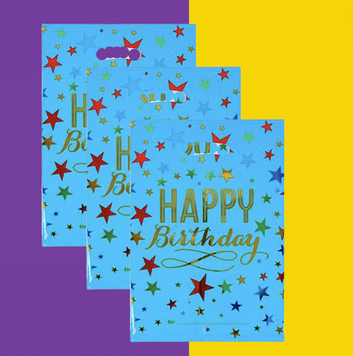 Пакети подарункові для солодощів блакитні Happy Birthday , 10 шт pv_6397 фото